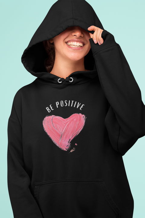 Hoodie regular print be positive with heart copy